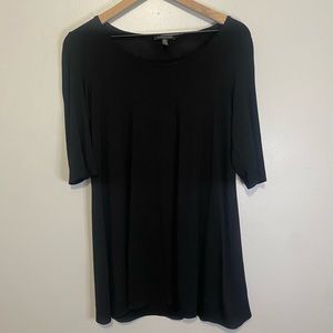 Eileen Fisher Black Swing Tunic Dress Vneck Washable Viscose Spandex Size PL